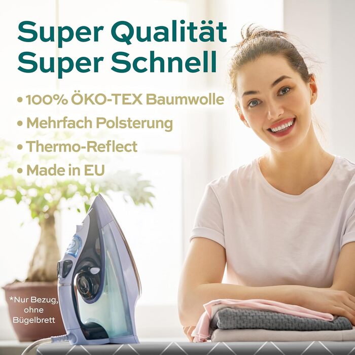 Чохол для прасувальної дошки Turbo 120x40 см – відбиває тепло, для швидкого прасування, з гумкою, 2 комфортні подушки, OEKOTEX100, Made in Europe, сірий/білий, розмір M