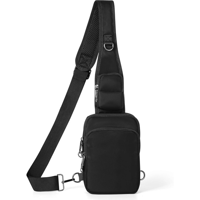 Чоловіча/Жіноча нагрудна сумка через плече Anti Diebstahl, чорна, водовідштовхуюча, з RFID-блокуванням