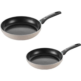 Набір сковорідок BALLARINI Ledro (24 см + 28 см), алюміній, бежевий, індукційні, з антипригарним покриттям Keramik, Thermopoint, Made in Italy