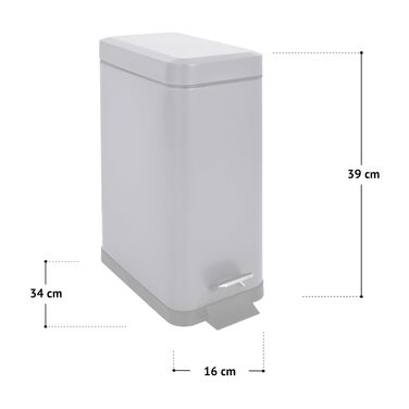 Сміттєвий відер SVITA STM10 з педаллю та м'яким закриттям Softclose, 10л, прямокутний, білий