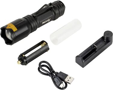 Ліхтарик Alonefire X004 тактичний LED 4 кольори, акумуляторний, водонепроникний, зум, для полювання, туризму, поліції, виживання