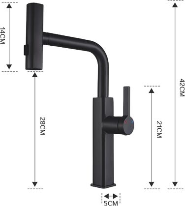 Висувна кухонна змішувач-кран для кухні, суміш батарея, кран для мийки, 3 режими (білий, чорний)