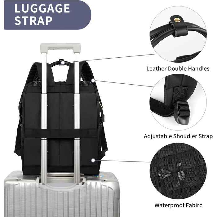 Жіночий рюкзак EMPSIGN з відділенням для ноутбука 17 дюймів. Стильний рюкзак для роботи, навчання та подорожей, чорного кольору.