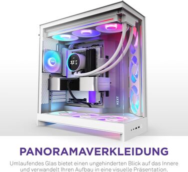 Корпус ПК NZXT H9 Flow (2025) – великий Mid-Tower з двома камерами та покращеною вентиляцією – 3 x 140мм та 1 x 120мм вентилятори, підтримка радіатора 420мм, загартоване скло, Back-Connect, Flow RGB Plus 2025, білий колір