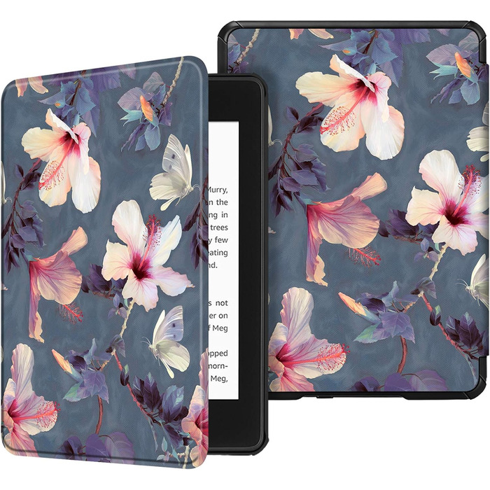 Водонепроникний чохол Fintie для Kindle Paperwhite 10 (2018) з авто-ввімкненням/вимкненням, модель PQ94WIF, з малюнком 'Цвітучий гібіскус'