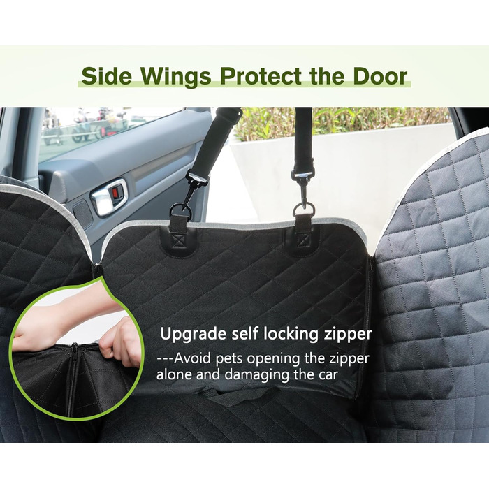 Pecute Car Seat Cover for Dogs - Waterproof & Scratch-Resistant, 136x146cm, with Side Protection & Window, Black Luxury Thick Seat Protector