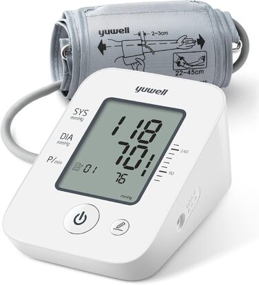 Тонометр Yuwell Ye660d з великою манжетою (22-45 см) для вимірювання артеріального тиску та пульсу, з функцією пам'яті та визначення аритмії