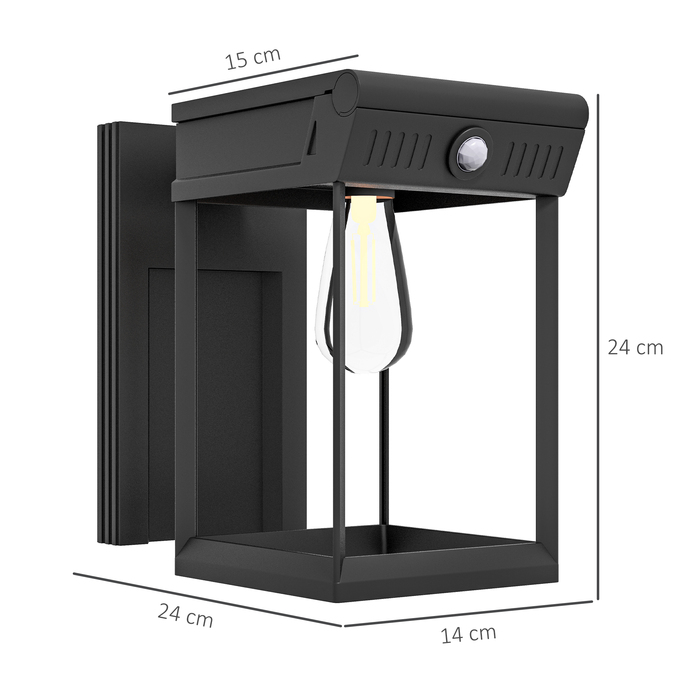 Outsunny Solar Wandleuchte LED Outdoor Light Warm White Adjustable with Light Sensor IP44 for Garden Terrace Black