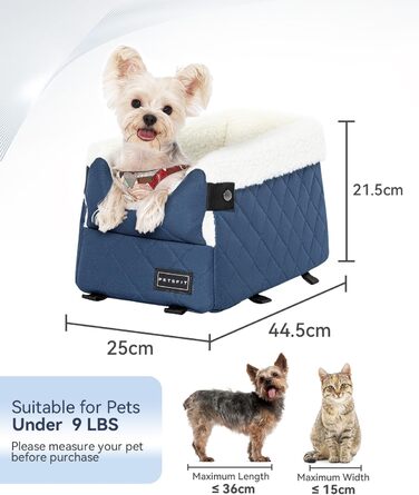 Автомобільний лежак для собак PETSFIT - чорний/синій, до 5 кг, з захисними гаками