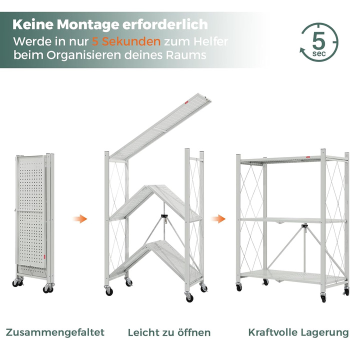 Deanic 5-Tier Folding Heavy-Duty Shelf Rack