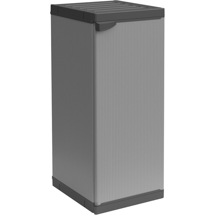 Mongardi W2016 cabinet made of PVC and PP resin, 1 door, 1 shelf, easy assembly, modular system, robust, suitable for indoor and outdoor areas, 34 W x 40 D x 85 H cm, Black and Grey