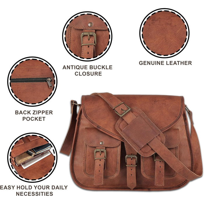 Сумка жіноча шкіряна KPL 14 дюймів через плече, крос-боді, тоут для подорожей Braun