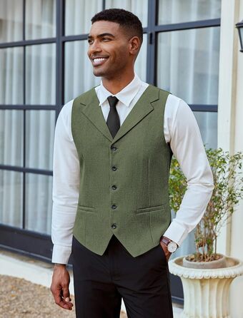 Жилет чоловічий COOFANDY, підходить до відрізного коміра, повсякденний, оливковий (S)
