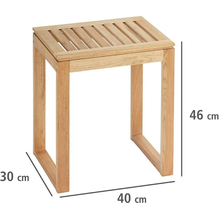 WENKO Stool Norway, warm accented square bathroom stool, high-quality living room stool with clear lacquer seal, natural, solid walnut wood, Scandinavian design, 40 x 46 x 30 cm, Natural
