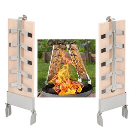 Набір дощок для копчення лосося на відкритому вогні (2 шт.) із кедра з кріпленнями з нержавіючої сталі для вогнищ та грилів