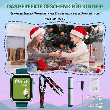 OKYUK Smartwatch для дітей 4G з GPS-трекером, двосторонніми дзвінки, SOS, стильний дизайн для хлопчиків та дівчаток 6-12 років (темно-зелений)