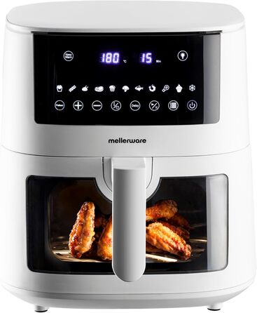 Фритюрниця повітряна MELLERWARE 1450W з скляним контейнером 4.5L, 9 програм, сенсорний дисплей, 80-200°C, таймер 60 хв