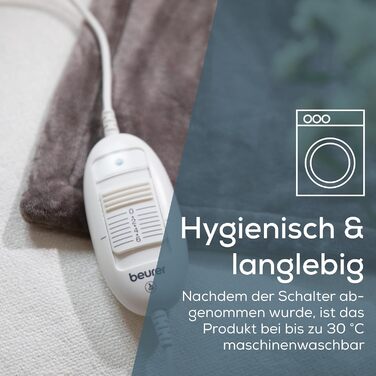 Електрична ковдра Beurer HD 75 з 6 рівнями нагріву, системою безпеки та автовимкненням, 180 x 130 см, Taupe