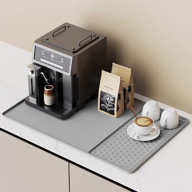 Силіконовий килимок для кавомашини Kaffeemaschine 60x40 см, сірий. Підкладка під кавоварку, термостійкий килимок для кави