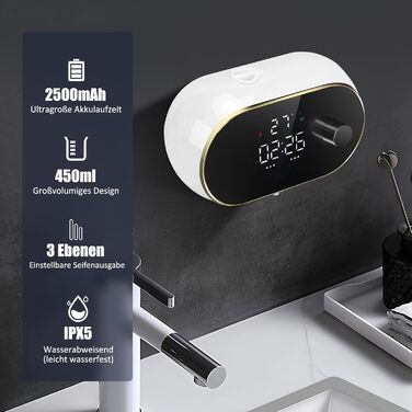 Automatic Soap Dispenser Wall Mount Foam Soap Dispenser Electric Soap Dispenser No Touch Wall Mounted Sensor Foam Soap Dispenser Plastic Kitchen Bathroom Foam Dispenser White