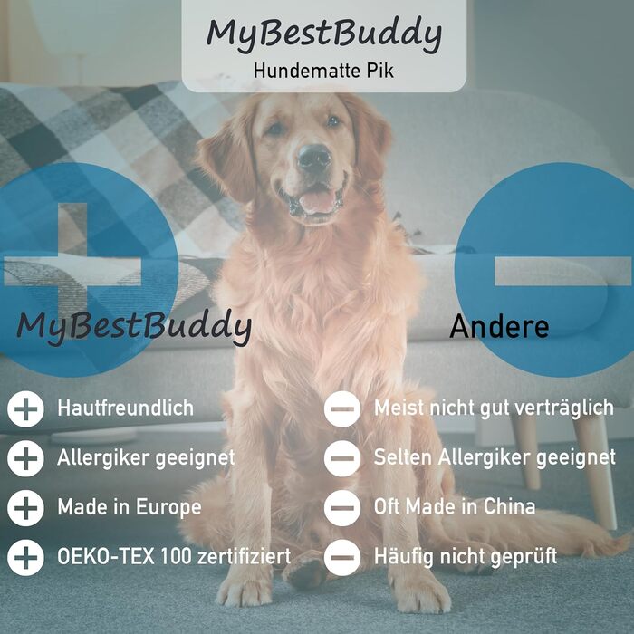 М'яке ліжко для собак MyBestBuddy Pik сірого кольору, 60x40 см, S, для алергіків (100% поліестер), нековзне, можна прати при 40°C, з пухнастим чохлом - килимок для собак, ліжко для маленьких собак, 60 x 40 см