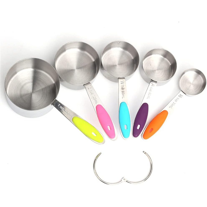 Baking tools, kitchen baking tools, stainless steel measuring cups, 5-piece set (Color: A, Size: as shown)