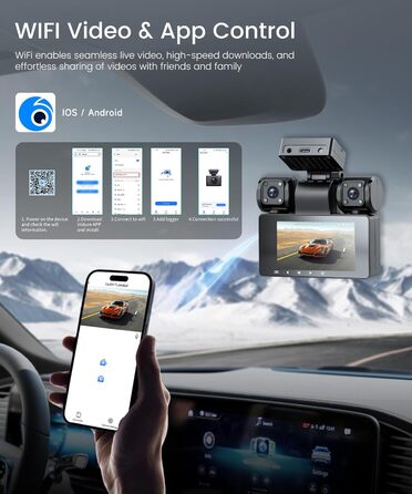 Автомобільний відеореєстратор 360° 4K/FHD 1080P (4 канали: передній, задній, лівий, правий) з ІК-нічним баченням, G-сенсором, моніторингом паркування 24г та карткою пам'яті 64 ГБ, екран 3 дюйми