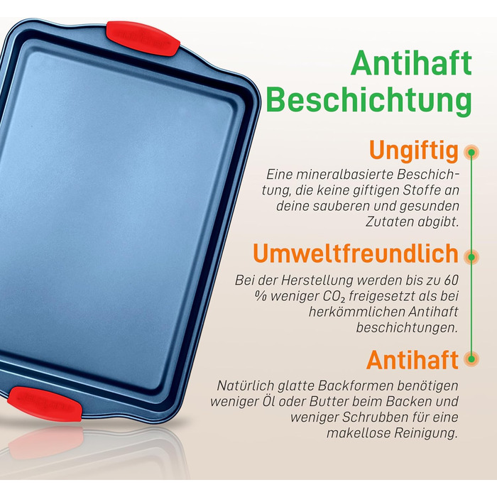 Набір форм для випічки Nutrichef 10 шт. з антипригарним покриттям – для випікання солодкого (печиво) та солодкого (піца). Набір форм з вуглецевої сталі, без PFOA та PTFE, з силіконовими ручками (круглі/квадратні сковорідки)