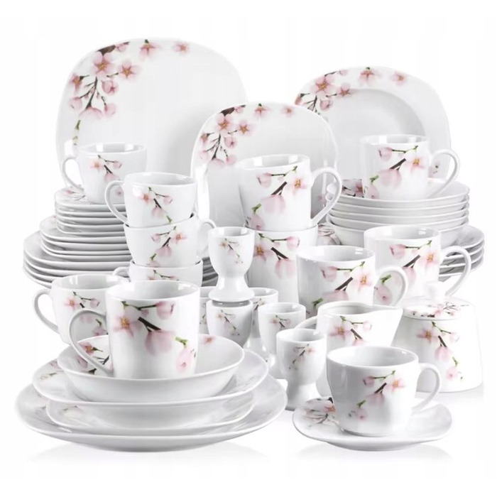 Обідній сервіз VEWEET ANNIE, порцеляновий набір на 12 осіб, 100 предметів