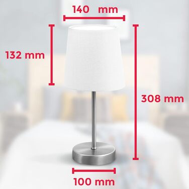 Вінтажна настільна лампа B.K.Licht з абажуром з тканини, з вимикачем на шнурі, 33x20 см, білий колір