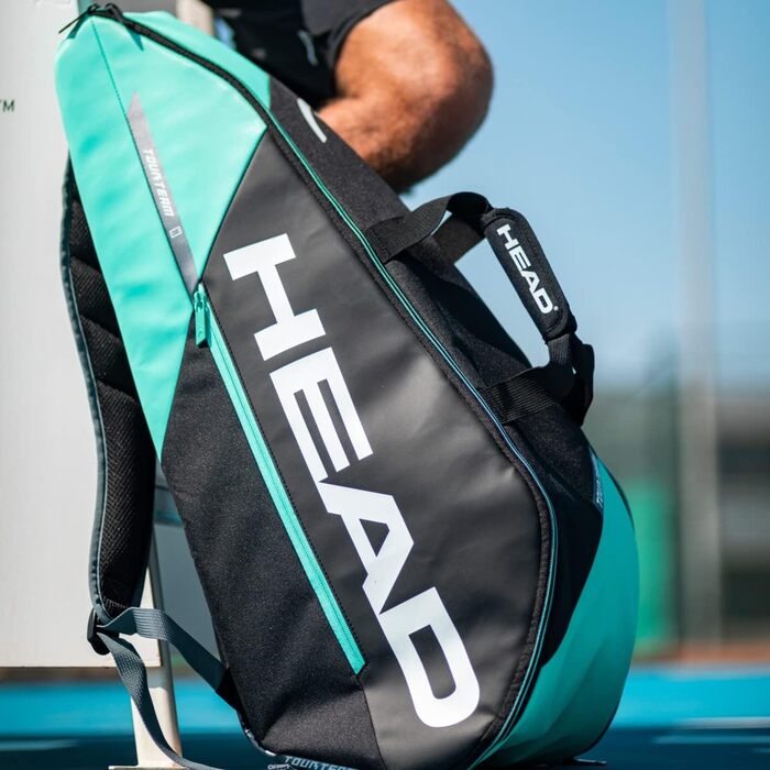 HEAD Unisex Adult Tour Racquet Bag - 6R Tennis Bag Black/Mint