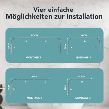 Штанга для душу Ericha L-подібної та U-подібної форми - 4-в-1 для ванни/душу - сталева з порошковим покриттям (сірий глянцевий)