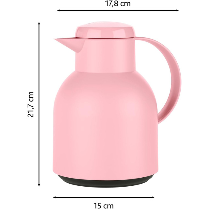 Термос Emsa Samba 1000 мл, рожевий, ізоляція 12h (гаряче), 24h (холодне), Quick Press