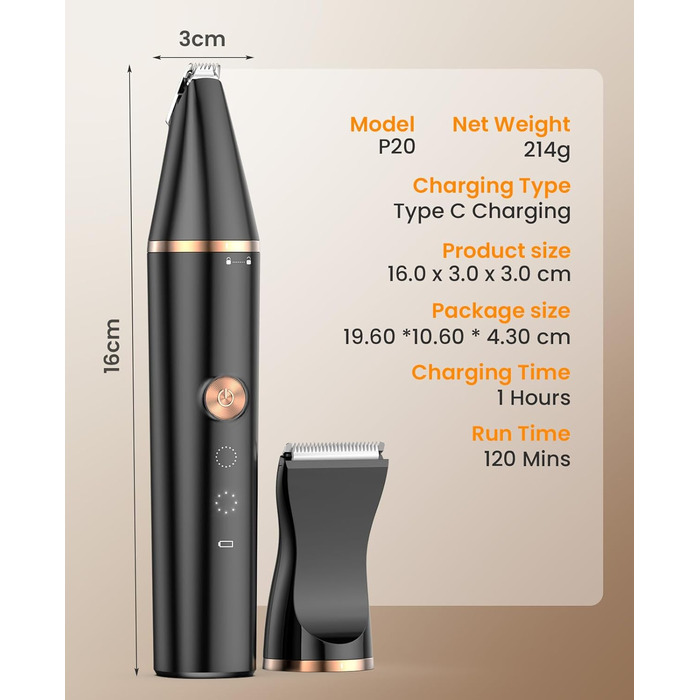 Триммер для догляду за лапами собак Oneisall Paw Trim Pro, IPX7, тиха, для лап, очей, вух, обличчя, тіла