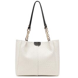 Сумка жіноча Unisoul Shopper велика - елегантна сумка через плече з екошкіри для офісу та подорожей (Бежево-чорна)