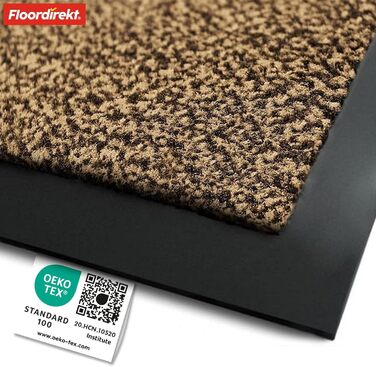 Килимок для підлоги Floordirekt Rhine - миючий, з високою зносостійкістю, з антиковзним покриттям - килимок для вхідної зони (Sparrow), кольор Ocher-black (Meliert), 80 x 120 см