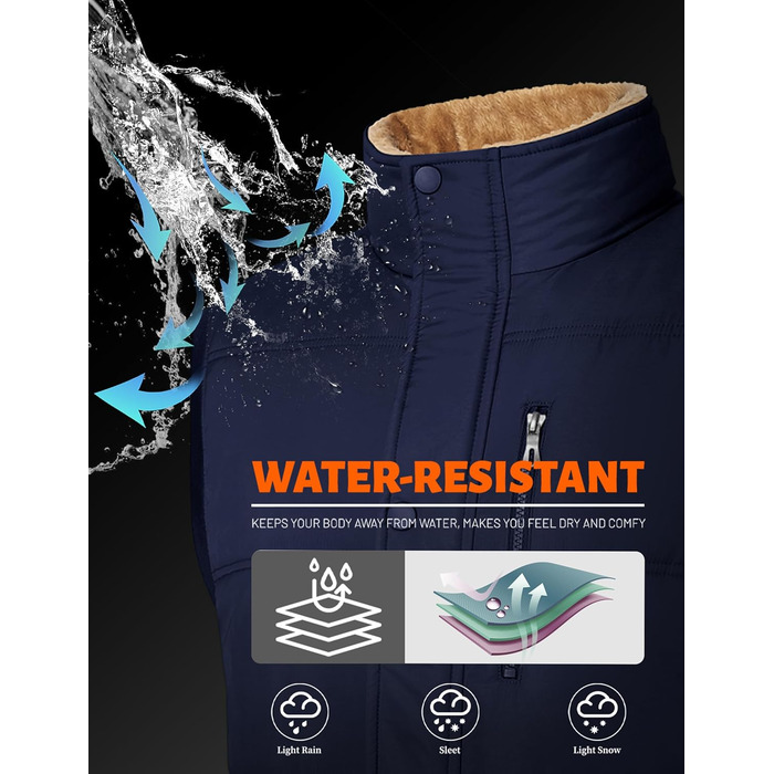 MAGCOMSEN Жилетка чоловіча утеплена зимова, без рукавів, тепла флісова жилетка для відпочинку, термо-перехідна жилетка з багатьма кишенями, розмір M, темно-синій