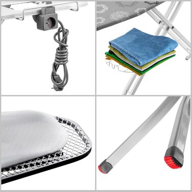 КADAX Складане прасувальне щитове поле, 120x38 см з розеткою, регульоване по висоті, сірий колір