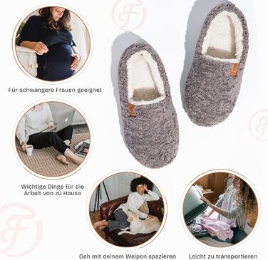 Жіночі теплі халапи EverFoams з штучної вовни та Memory Foam, замкнуті, сірі (39.5 EU)
