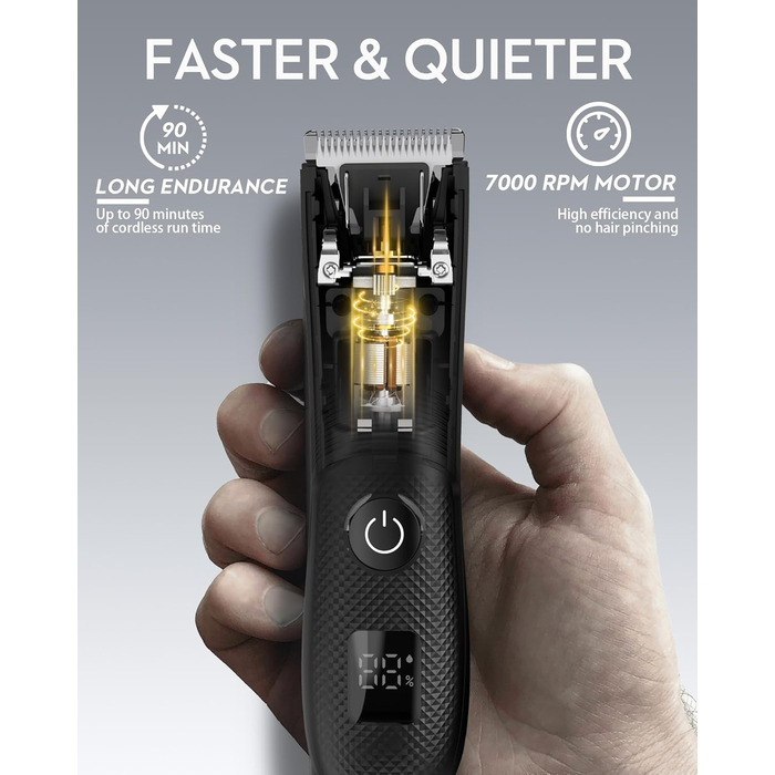 Електричний чоловічий триммер для тіла Kibiy з LED-дисплеєм, IPX7, олія для лез