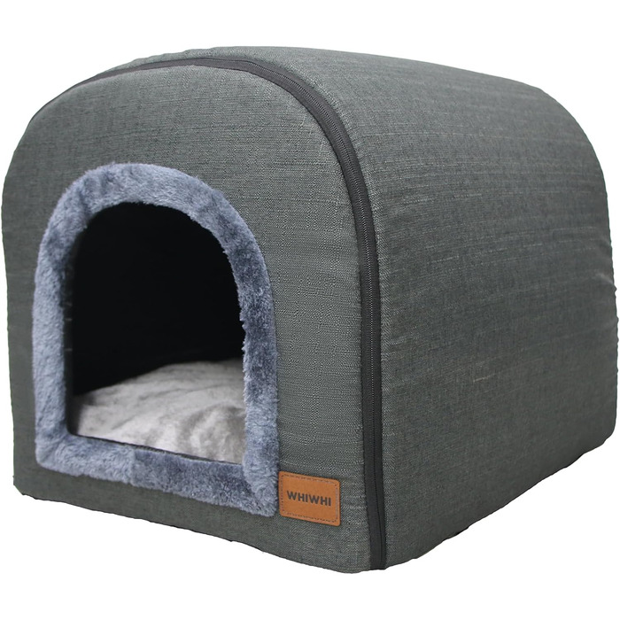 Кігтеточка-будиночок для котів з плюшем, 50x42x42 см, темно-сірий