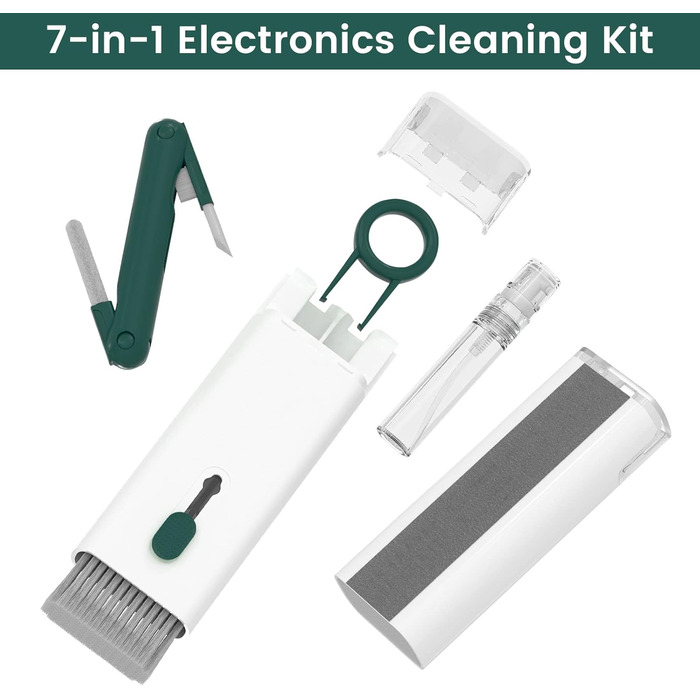 Набір для чищення клавіатури та навушників: щітка, стилус, 7 в 1. Підходить для AirPods, ноутбуків, телефонів, моніторів.