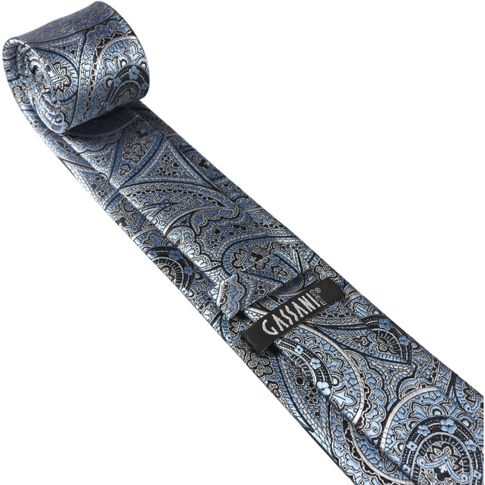 Краватка чоловіча GASSANI Paisley 7 см, набір 3 шт (чорний, блакитний, білий)