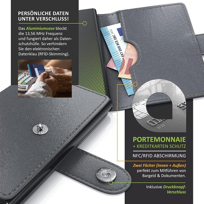 Криза для карт CSL RFID Blocker - захист від NFC/RFID - для 6 карт, компактний, чорний (Тип 2)