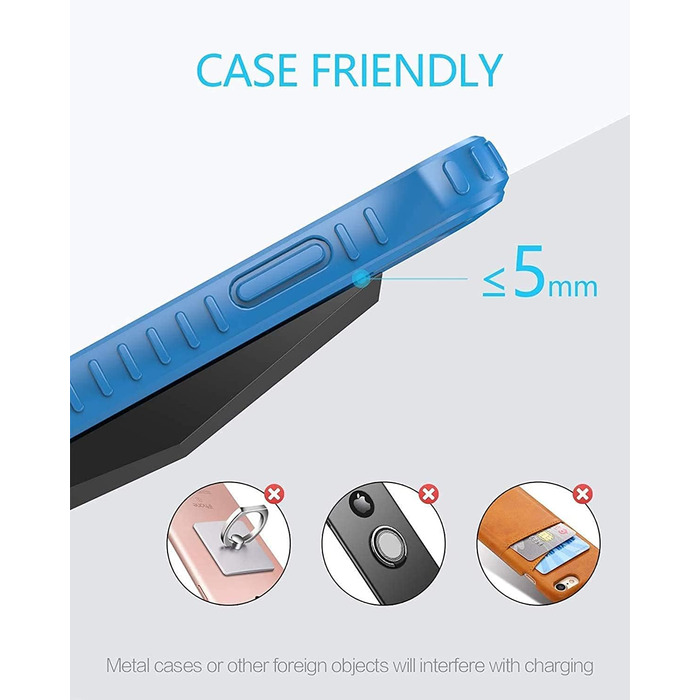 Бездротовий зарядний пристрій NANAMI Qi з адаптером USB-C 20W PD, сумісний з iPhone 17/16/15/14/13/12 Pro Max XR 8 та Samsung Galaxy S25/S24/S23/S22, чорний