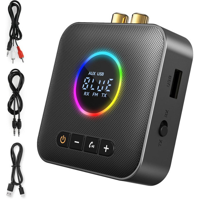 Bluetooth 5.4 Передавач та приймач AXFEE HiFi, 2-в-1, для аудіосистем, автомобілів, TV, з 3.5mm RCA, чорний