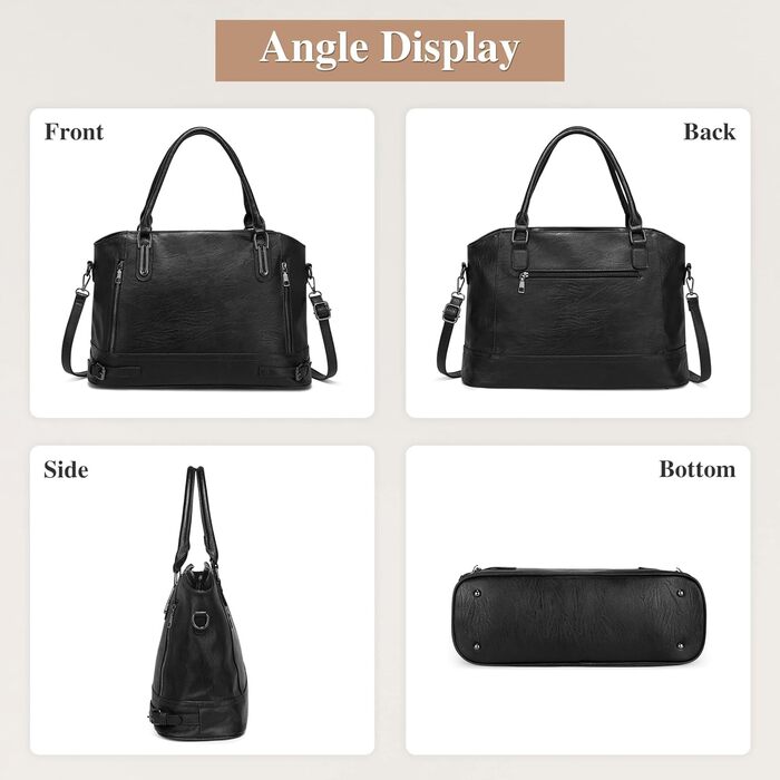 Сумка жіноча VINBAGGE PU шкіра шопер Vintage чорна для офісу та щодня