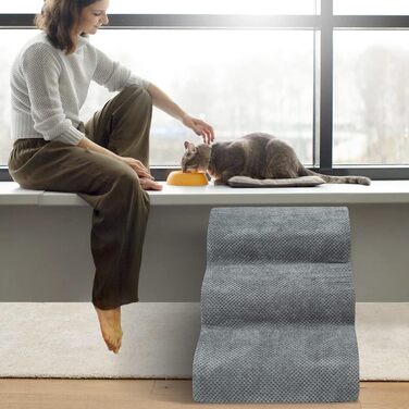 Сходинка для собак 3 сходинки, для маленьких собак, до ліжка/дивану, водонепроникна, з неслизьким покриттям, знімний чохол, з високощільним губчастим наповнювачем, 60x40x40 см