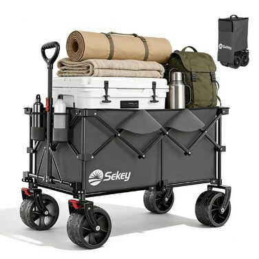 Універсальний складаний візок Sekey XXL Plus 200L/200кг з гальмами та широкими колесами для бездоріжжя, антрацит