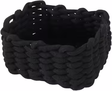 Icegrey Storage Basket Cotton Knit Basket Decorative Natural Rectangular Waterproof Storage Boxes Organizers for Nursery, Bedroom, Living Room (Black, Small)